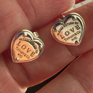 Authentic Tiffany & Co. Sterling Silver Heart Love Earrings